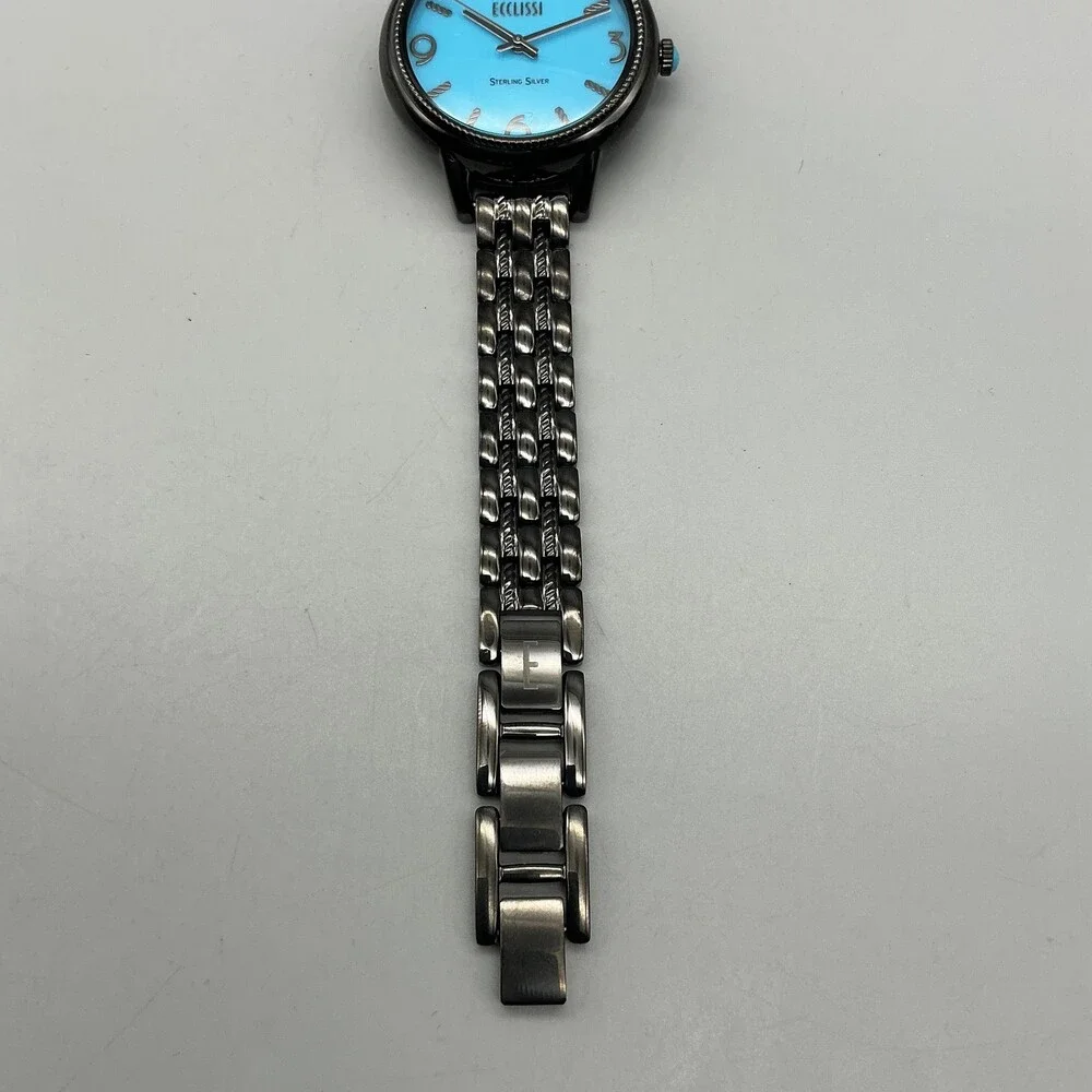 Ecclissi 33822 Womens Watch 36mm Blue Dial Sterling Silver in Box New Battery